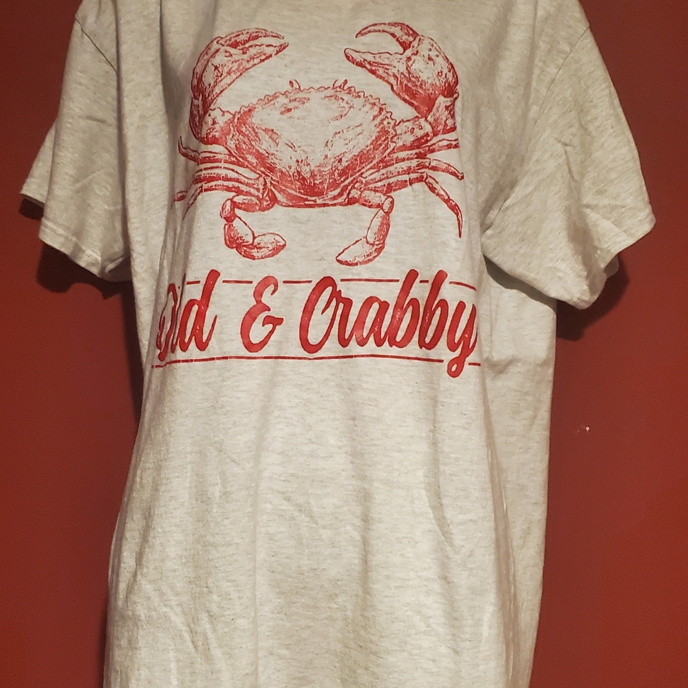 White Short Sleeve 'Old & Crabby' Crab Graphic Tee